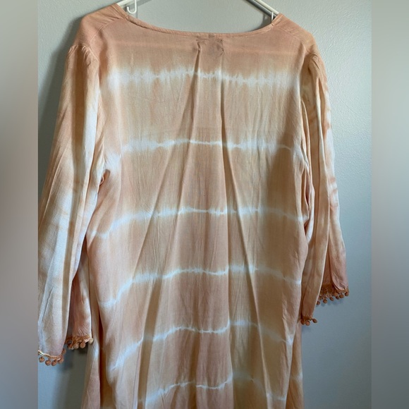 Peachy Pink Tie Dye Kimono Duster - Picture 5 of 5